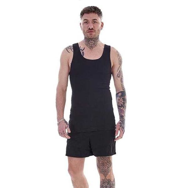 Keanu Mens Ribbed Cotton Blend Fitted Vest Top (Pack of 6)