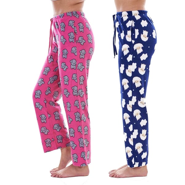 Keanu Womens/Ladies Fleece Lamb & Puppy Lounge Pants (Pack of 2)