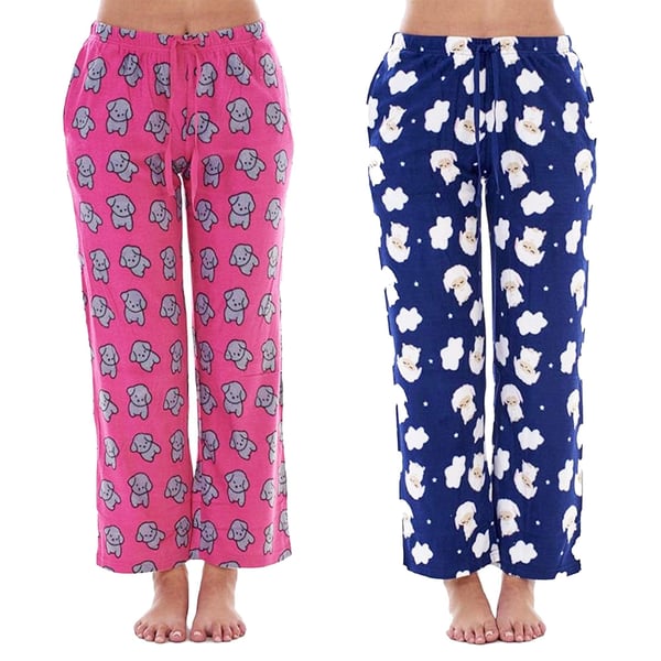 Keanu Womens/Ladies Fleece Lamb & Puppy Lounge Pants (Pack of 2)