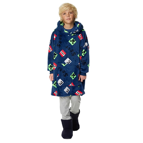 Minecraft Childrens/Kids Icons Sherpa Fleece Oversized Hoodie Blanket