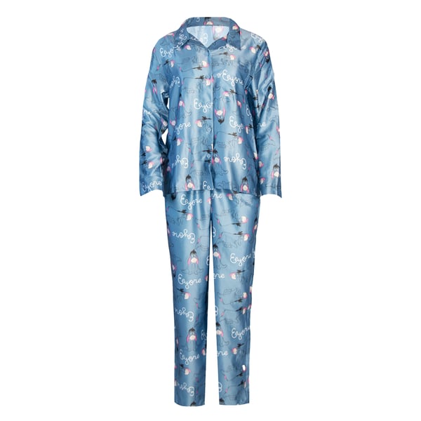 Winnie the Pooh Womens/Ladies Eeyore Satin Straight Leg Long Pyjama Set Winnie the Pooh Womens/Ladies Eeyore Satin Straight Leg Long Pyjama Set