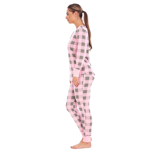 Keanu Womens/Ladies Buffalo Check Thermal Long Pyjama Set