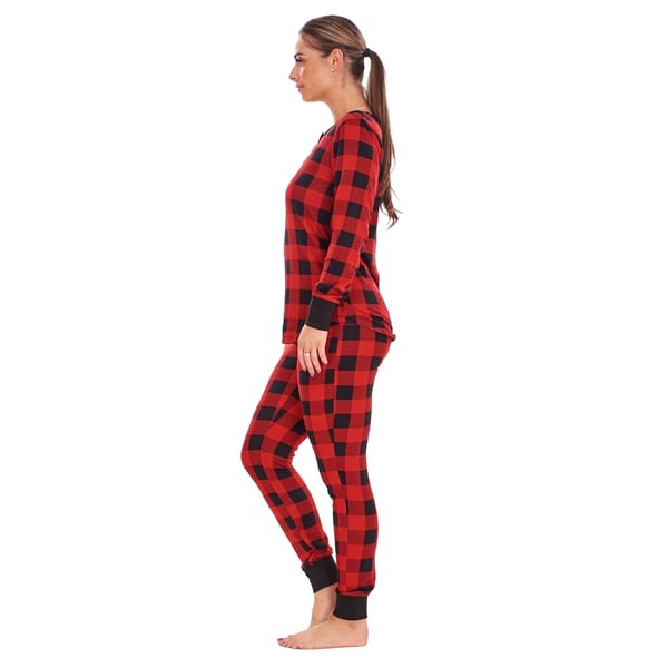 Keanu Womens/Ladies Buffalo Check Thermal Long Pyjama Set