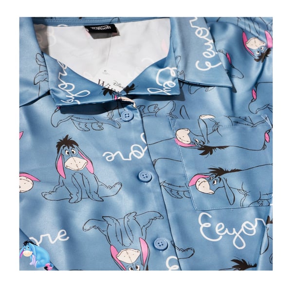 Winnie the Pooh Girls Eeyore Satin Straight Leg Long Pyjama Set