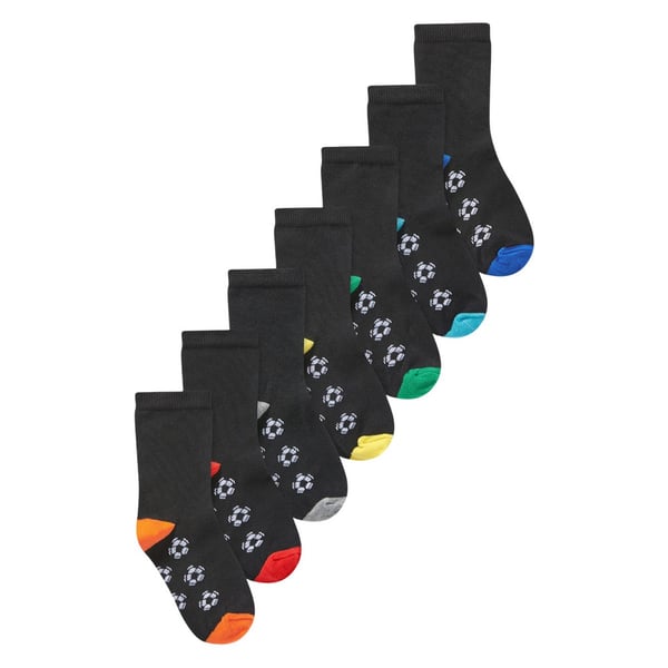 Ex Store Childrens/Kids Football Cotton Socks (Pack of 7) Ex Store Childrens/Kids Football Cotton Socks (Pack of 7)