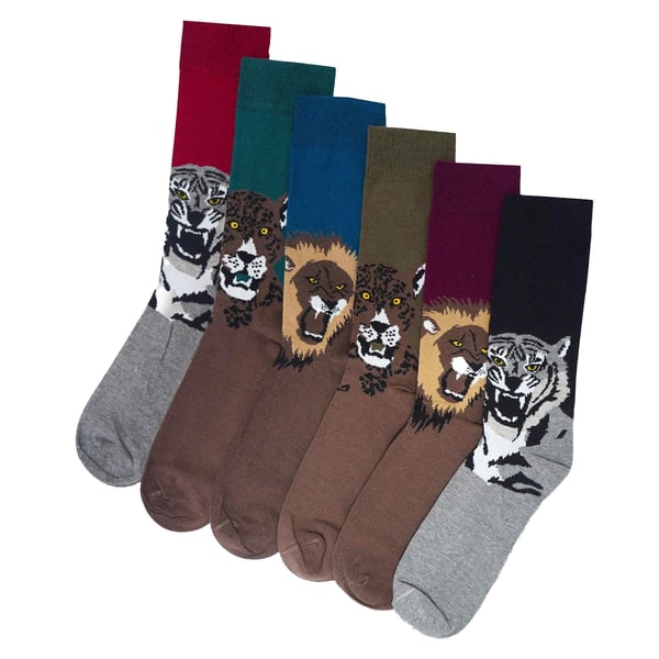 Soxy Mens Animal Print Cotton Socks (Pack of 6)