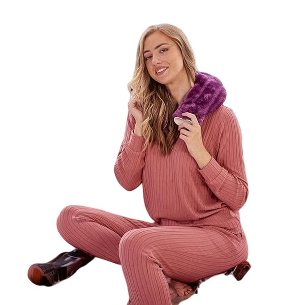 K Collection Plain 1.1L Fluffy Neck & Shoulder Hot Water Bottle