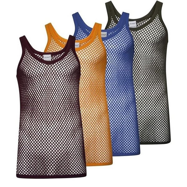 Keanu Mens String Vest Top (Pack of 4)