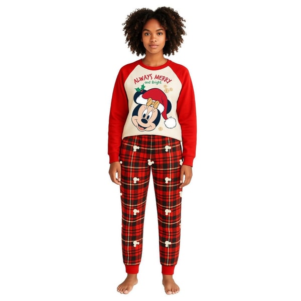 Disney Womens/Ladies Always Merry And Bright Minnie Mouse Christmas Long Pyjama Set