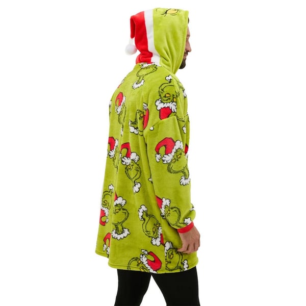 The Grinch Unisex Adult Sherpa Fleece Oversized Christmas Hoodie Blanket
