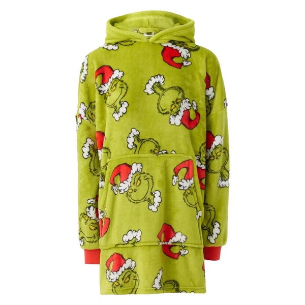 Grinch Unisex Aikuisten Sherpa Fleece Ylisuuri Joulu Huppariviltti