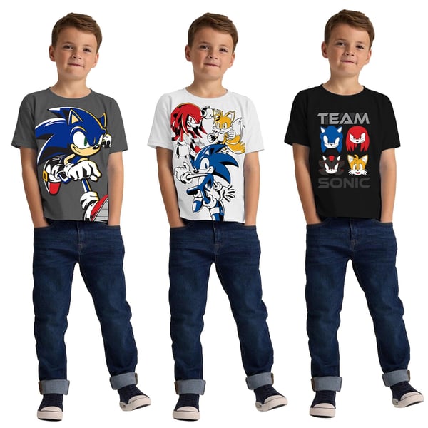 Sonic The Hedgehog Childrens/Kids Team Sonic Characters T-Shirt (Pack of 3)
