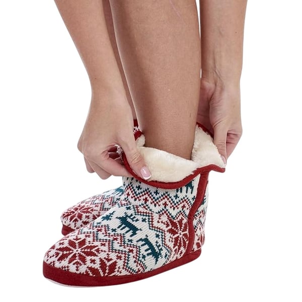 Keanu Womens/Ladies Fair Isle Faux Fur Lined Slipper Boots