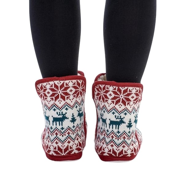 Keanu Womens/Ladies Fair Isle Faux Fur Lined Slipper Boots