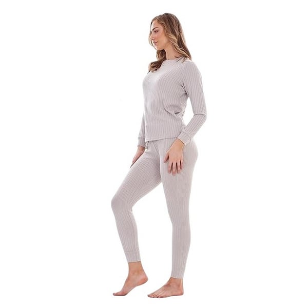 Keanu Womens/Ladies Ribbed Long Pyjama Set