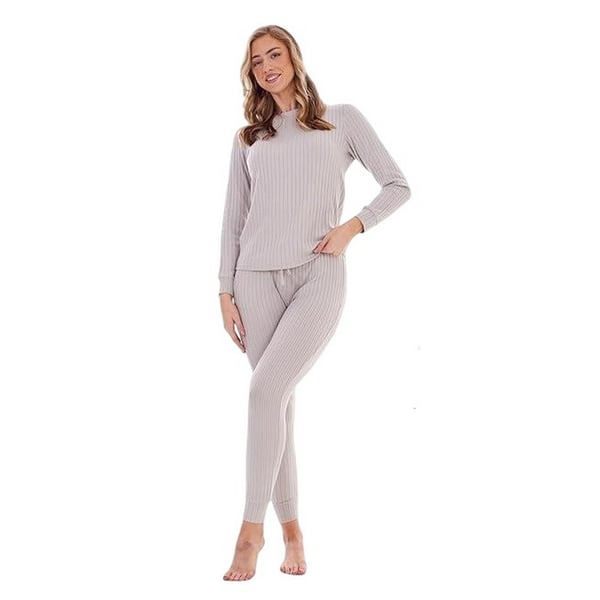 Keanu Womens/Ladies Ribbed Long Pyjama Set