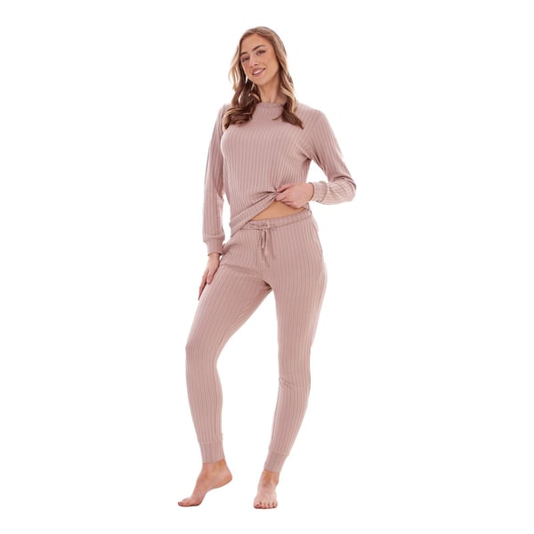 Keanu Womens/Ladies Ribbed Long Pyjama Set