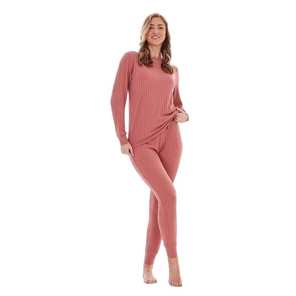 Keanu Womens/Ladies Ribbed Long Pyjama Set
