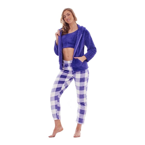Keanu Womens/Ladies Checked Fleece Long Pyjama Set