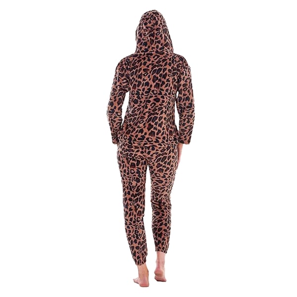 Keanu Womens/Ladies Leopard Print Fleece Long Pyjama Set