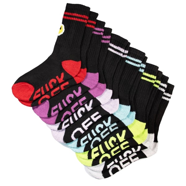 Floso Womens/Ladies Fuck Off Text Socks (Pack of 6)