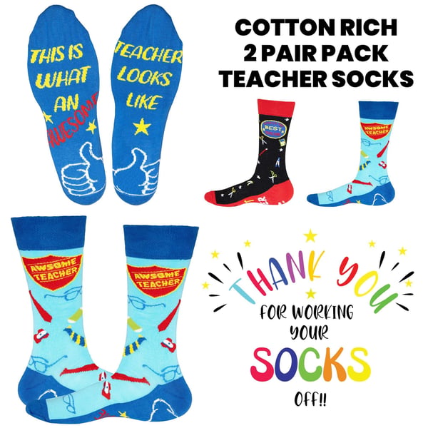 Public Dealz Mens Pack Teacher Cotton Socks (Pack of 2)