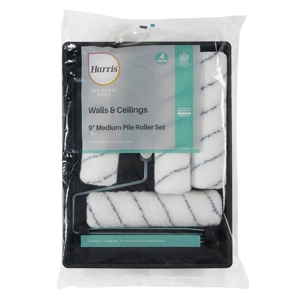 Harris Seriously Good Walls And Ceilings Medium Pile Paint Roller Sleeve Set (Pack of 4)