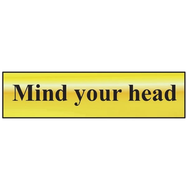 Scan Mind Your Head - Polished Brass Effect 200 X 50mm
