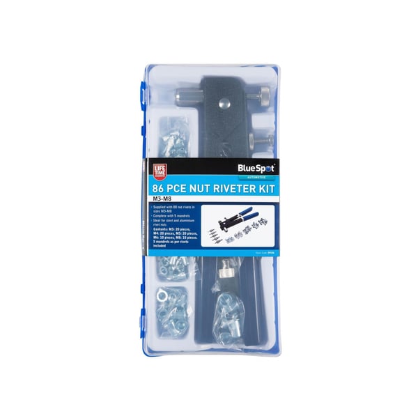 Bluespot Tools -niittimutterisarja (M3-M8), 86 osaa
