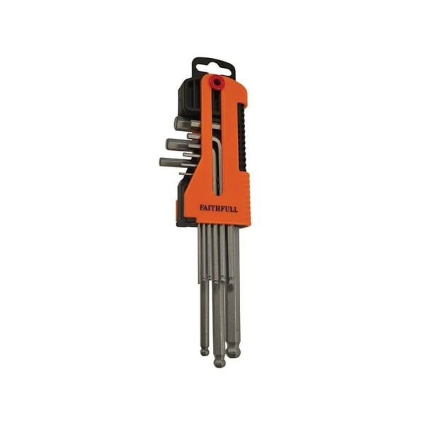 Faithfull Metric Long Arm Ball End Hex Key Set, 9 Piece