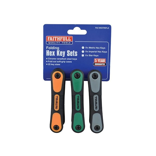 Faithfull Metric, Imperial & Torx Folding Hexagonal Key Set, 25 Piece