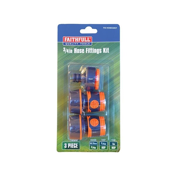 Faithfull 3/4 plastslangefittingsæt, 3 dele