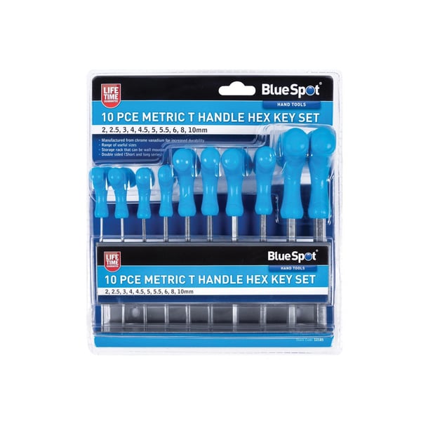 Bluespot Tools Metric T-handle Hex Key Set, 10 Piece