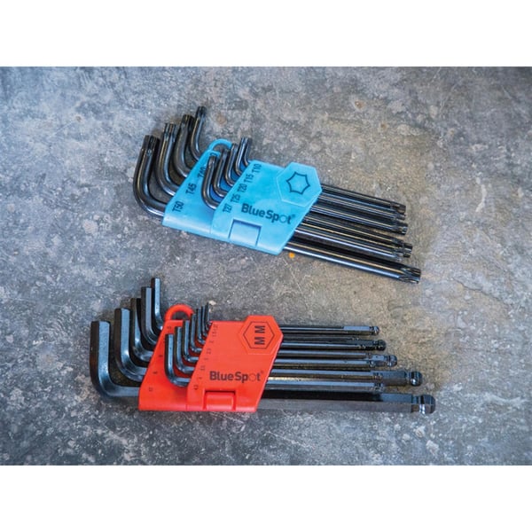 BlueSpot Tools Kugleformet sekskantnøglesæt med lang arm, 13 dele