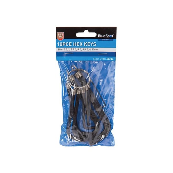 BlueSpot Tools Sekskantnøglesæt, 10 dele