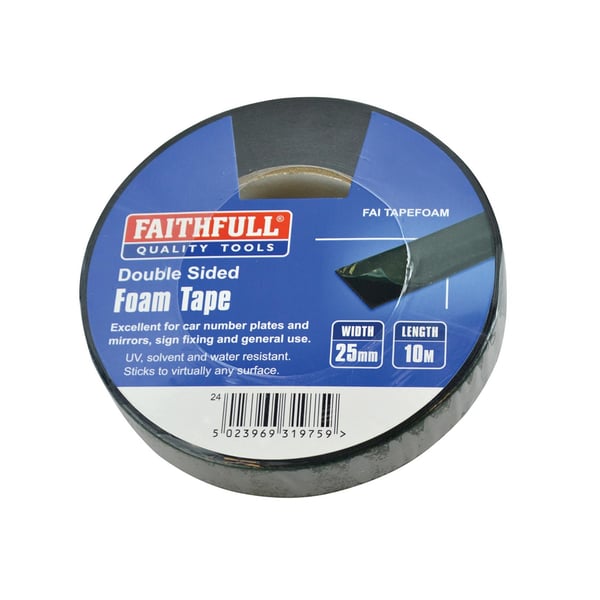 Faithfull Double-sided Foam Tape Black 25mm X 10m