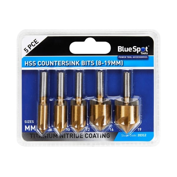 BlueSpot Tools Hss Titanium forsænkningsbitsæt, 5 dele
