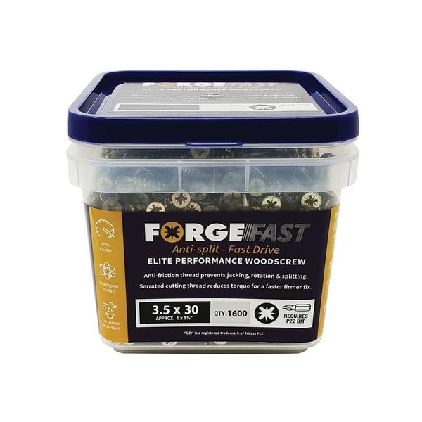 Forgefix Forgefast Pozi-yhteensopivat puuruuvit, pakkaus