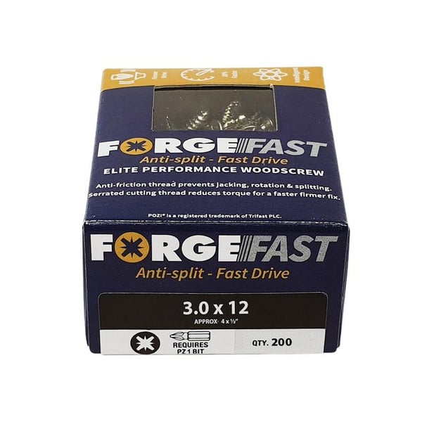 Forgefix Forgefast Pozi-kompatibla träskruvar, låda