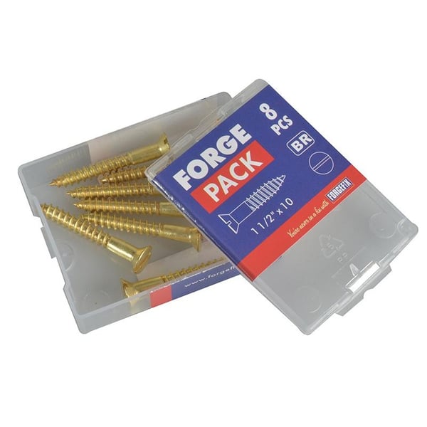 Forgefix Wood Screws, Slotted, Csk, Brass