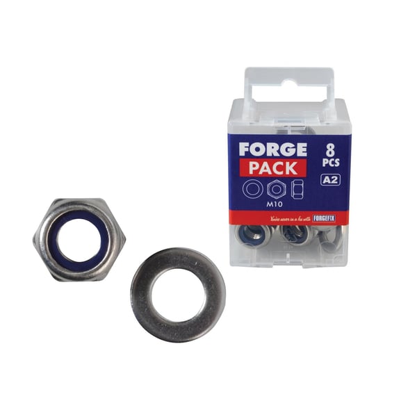 ForgeFix Sekskantmøtrikker med nylonindsatser, S/s