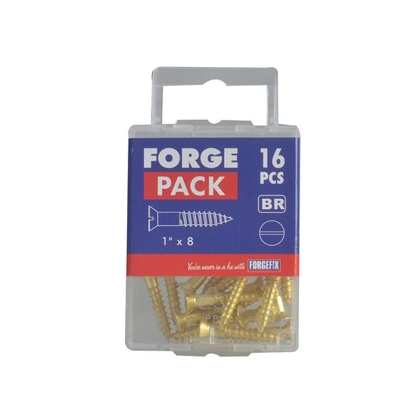 Forgefix Träskruvar, Spårade, Rah, Mässing, Forgepack
