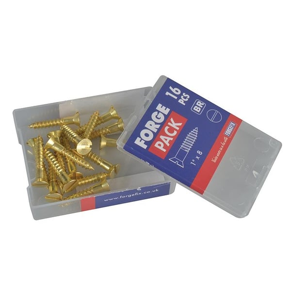 Forgefix Träskruvar, Spårade, Rah, Mässing, Forgepack