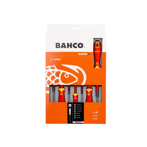 Bahco B220.017 Bahcofit Isolerad Skruvmejselsats, 7 delar
