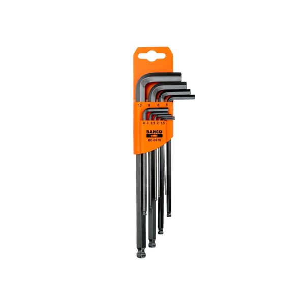 Bahco Be-9770 Metric Long Ball End Hex L-key Set, 9 Piece