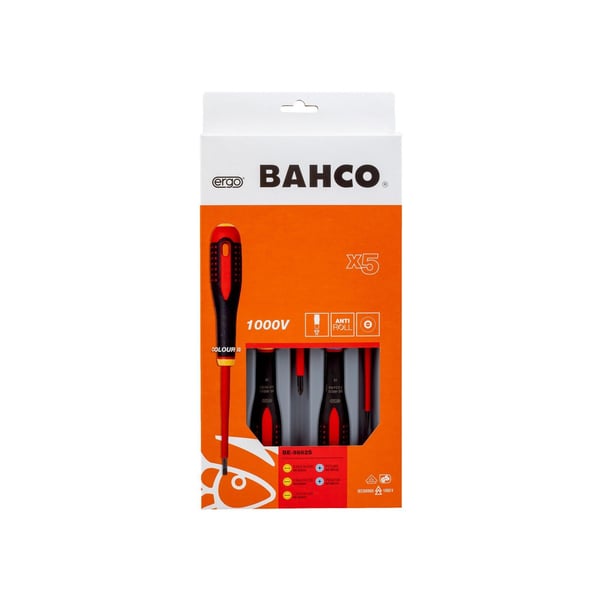 Bahco Be-9882s Ergo Vde Insulated Screwdriver Set, 5 Piece