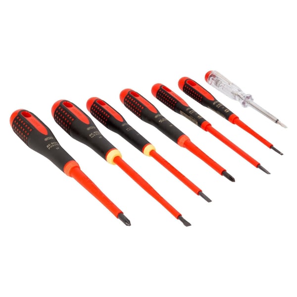 Bahco Be-9887s Ergo Vde Insulated Screwdriver Set, 7 Piece