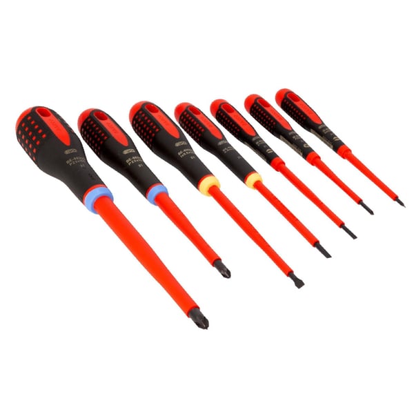 Bahco Be-9888s Ergo Vde Isolerad Skruvmejselsats, 7 delar