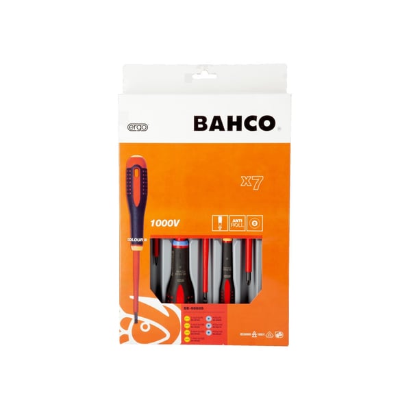 Bahco Be-9888s Ergo Vde Isolerad Skruvmejselsats, 7 delar