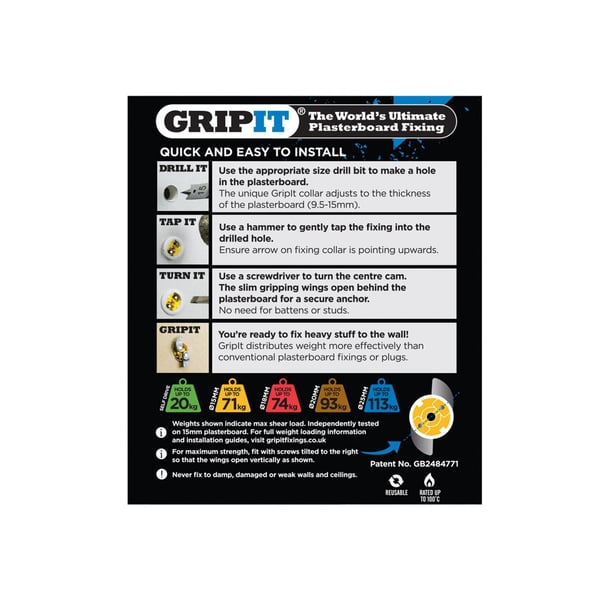 Gripit Yellow kipsilevykiinnikkeet